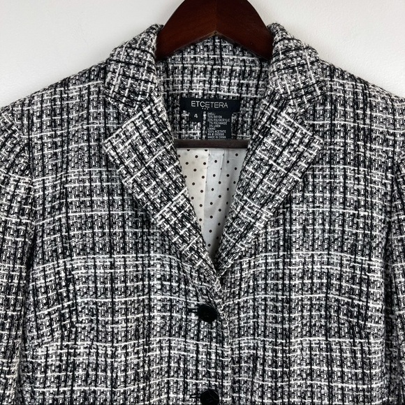 Etcetera Plaid Tweed Fringe Blazer Women’s Size 4 Classic Professional Jacket - Picture 3 of 8